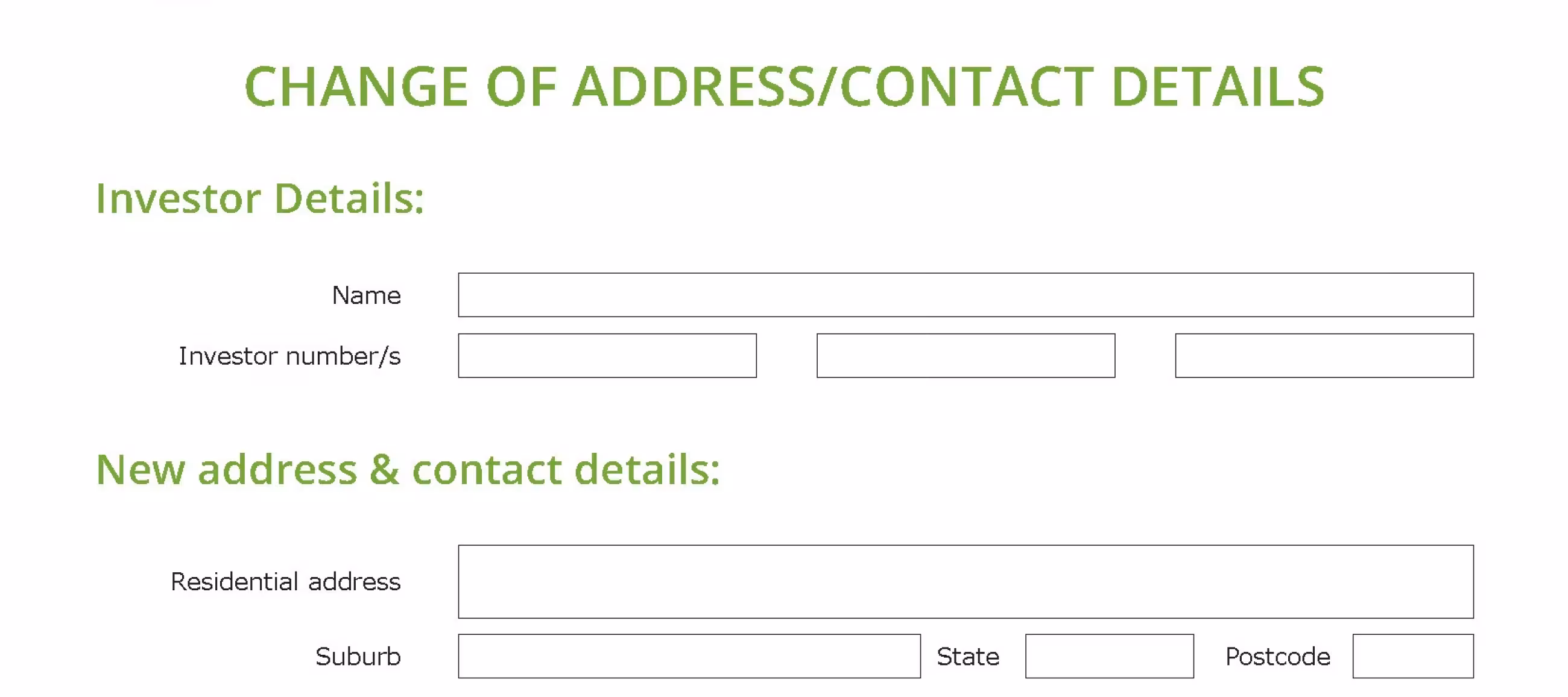 Change of Address &#038; Contact Details Form